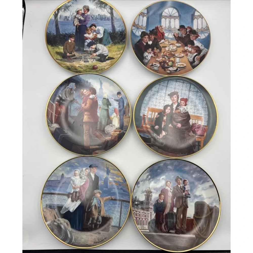 The Franklin Mint Collectors Plate :‎ The Ellis Island Lot Of 6 by Max Ginsburg